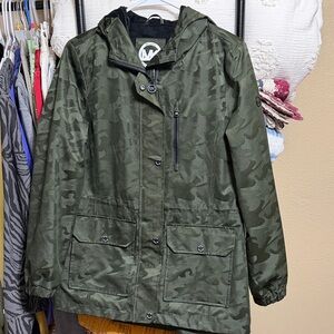Green Camouflage Hooded Raincoat